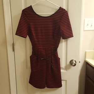 Red and black stripped dress
